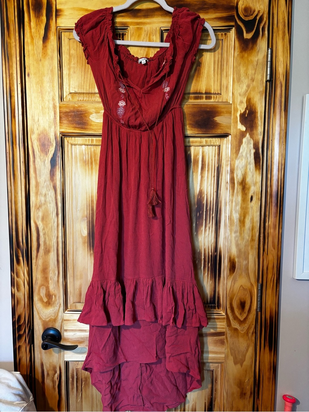 Small Burnt orange  Tiered Ruffle Maxi Dresss